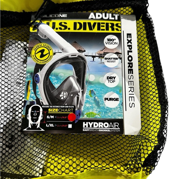 NEW U.S DIVERS ADULT EASY BREATHE SNORKEL SYSTEM MASK SZ S/M - Picture 6 of 13